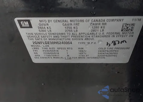 2017 Chevrolet Equinox Premier z USA, uszkodzony, nr VIN 2GNFLGE38H6240064